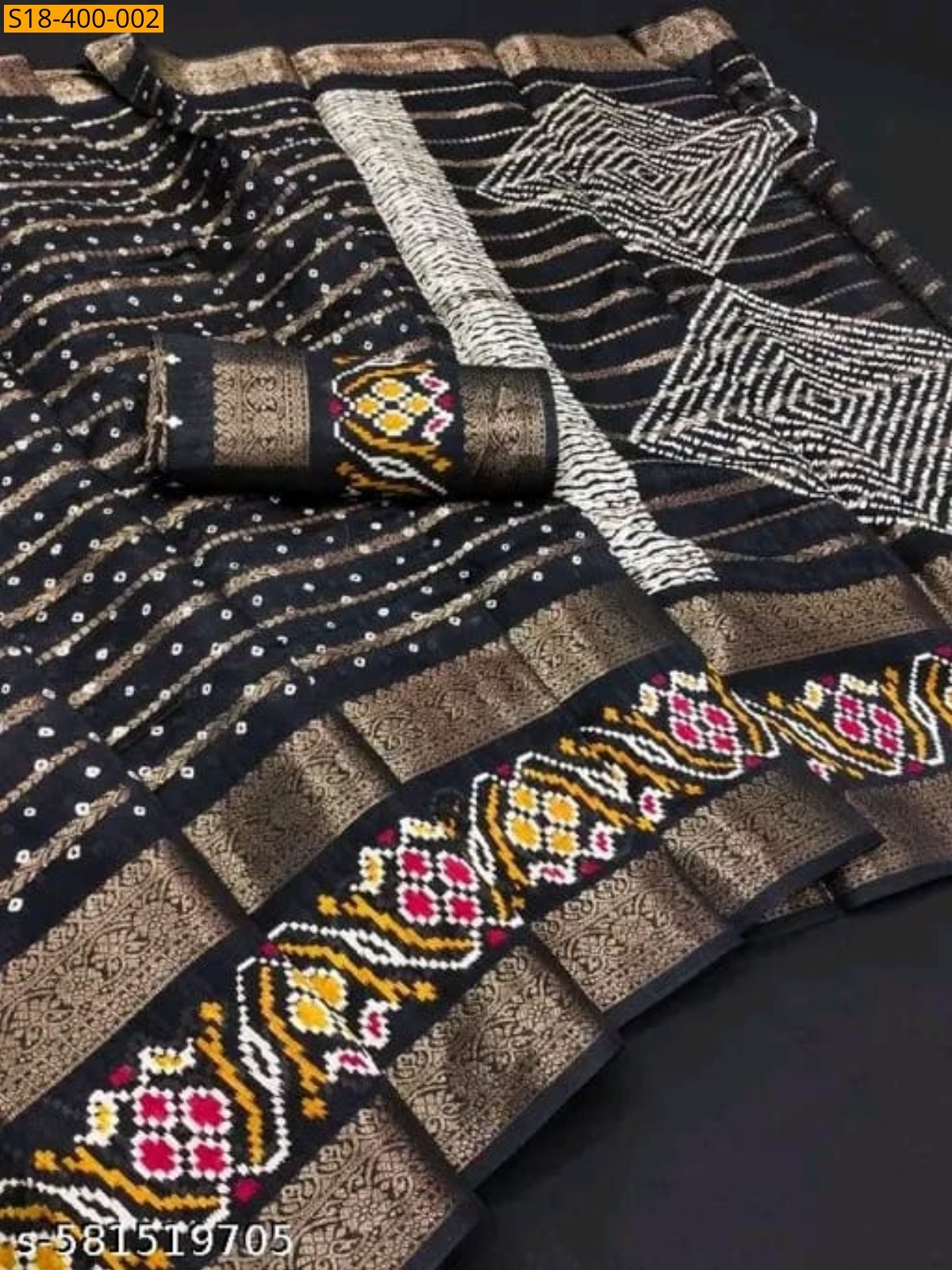 Black Fancy Dola Charvi Cotton Saree