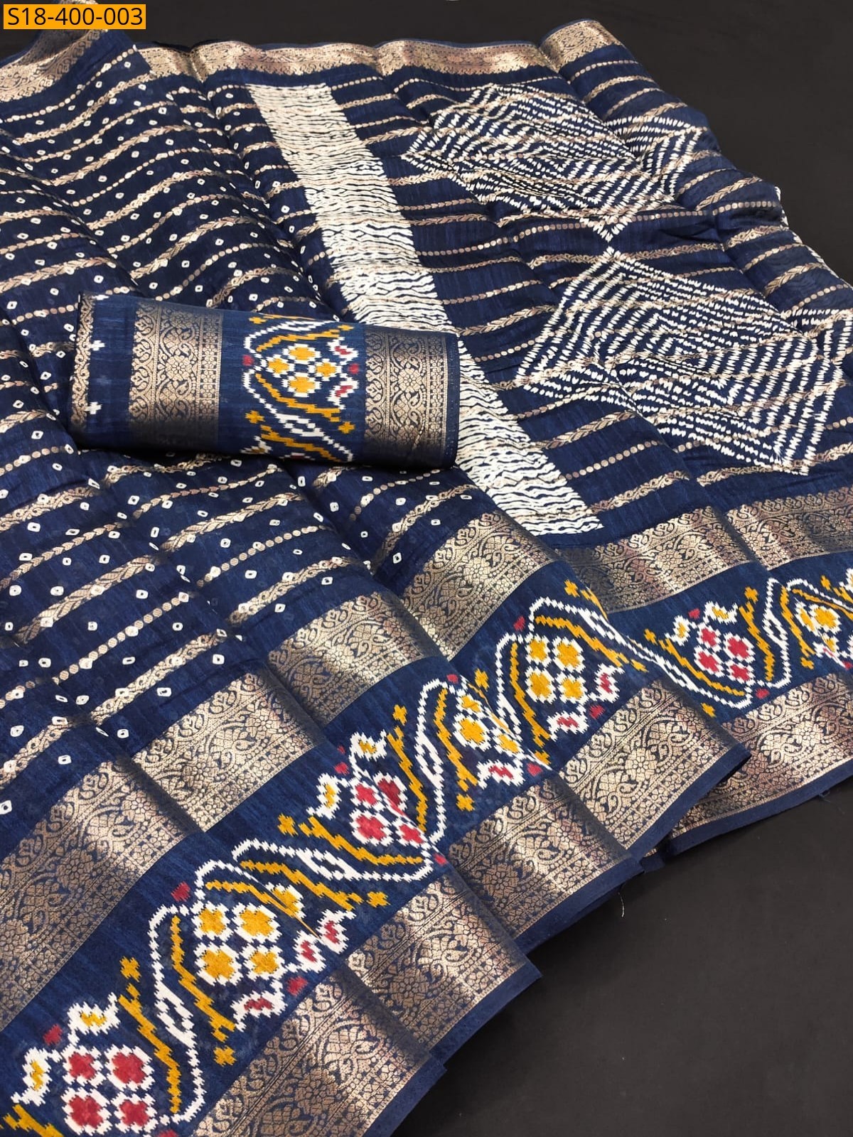 Navy Blue Fancy Dola Charvi Cotton Saree