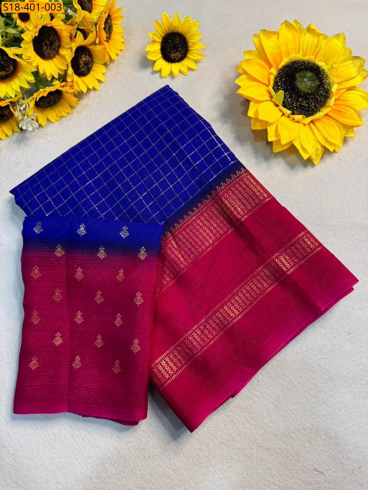 Blue Fancy Marshmellow Blooming Saree
