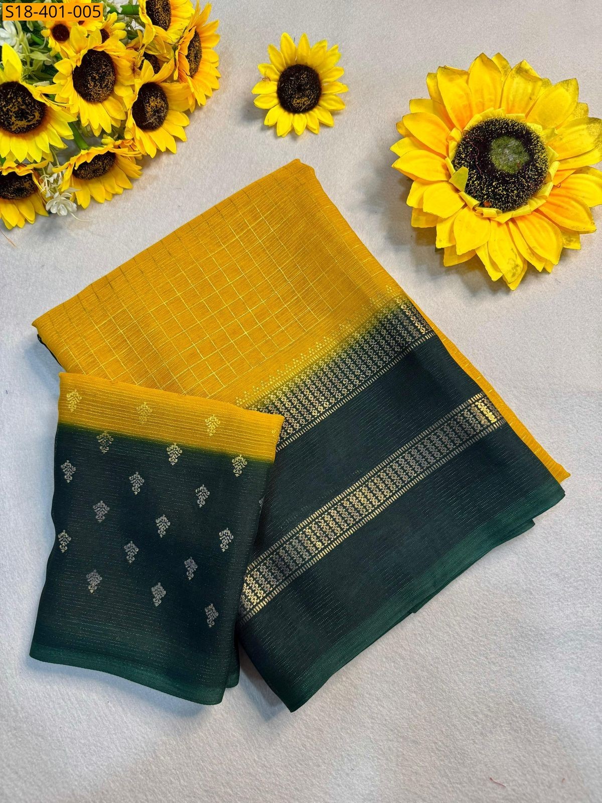 Yellow Fancy Marshmellow Blooming Saree