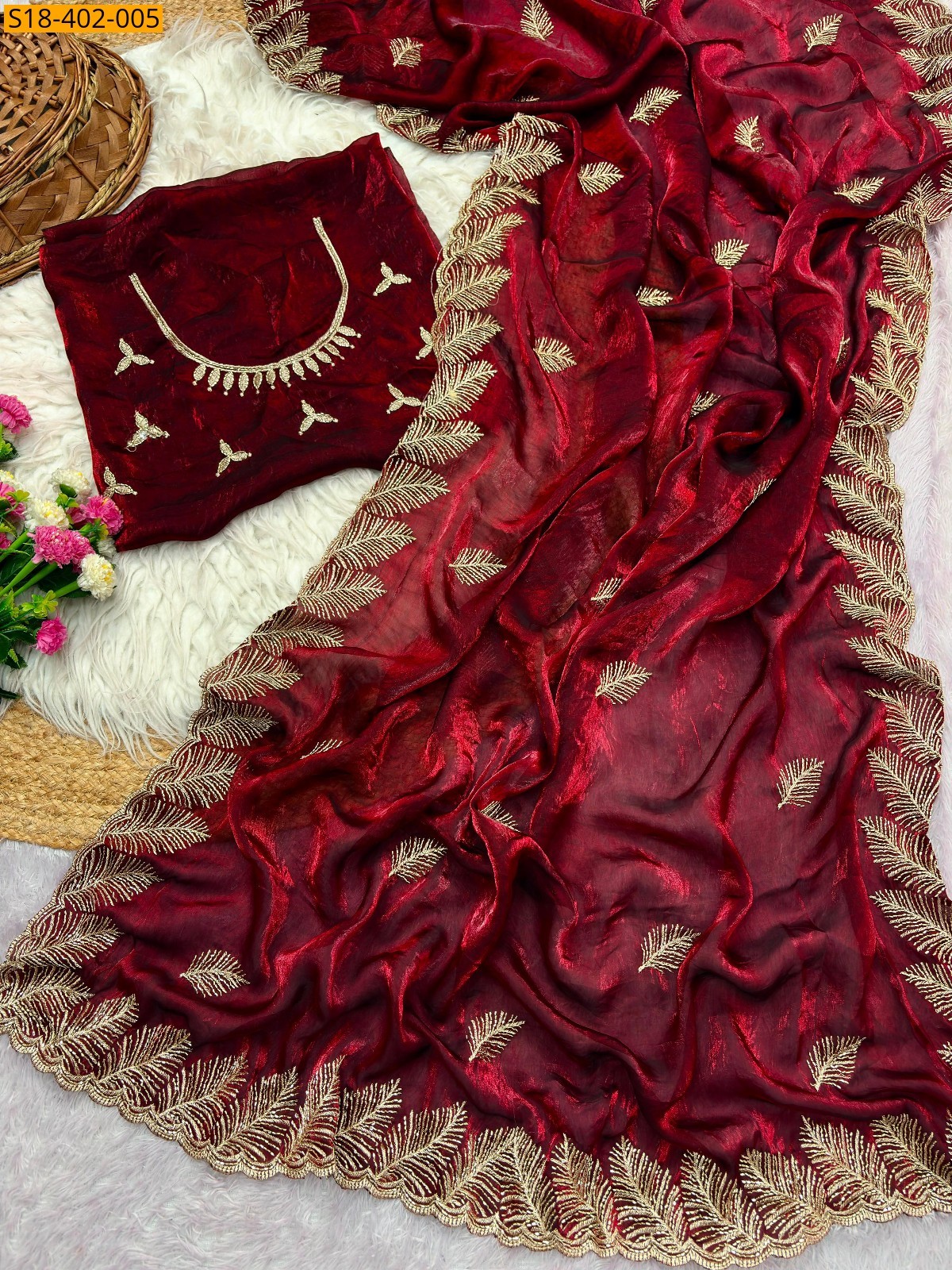 Maroon Fancy Fendy Satin Saree