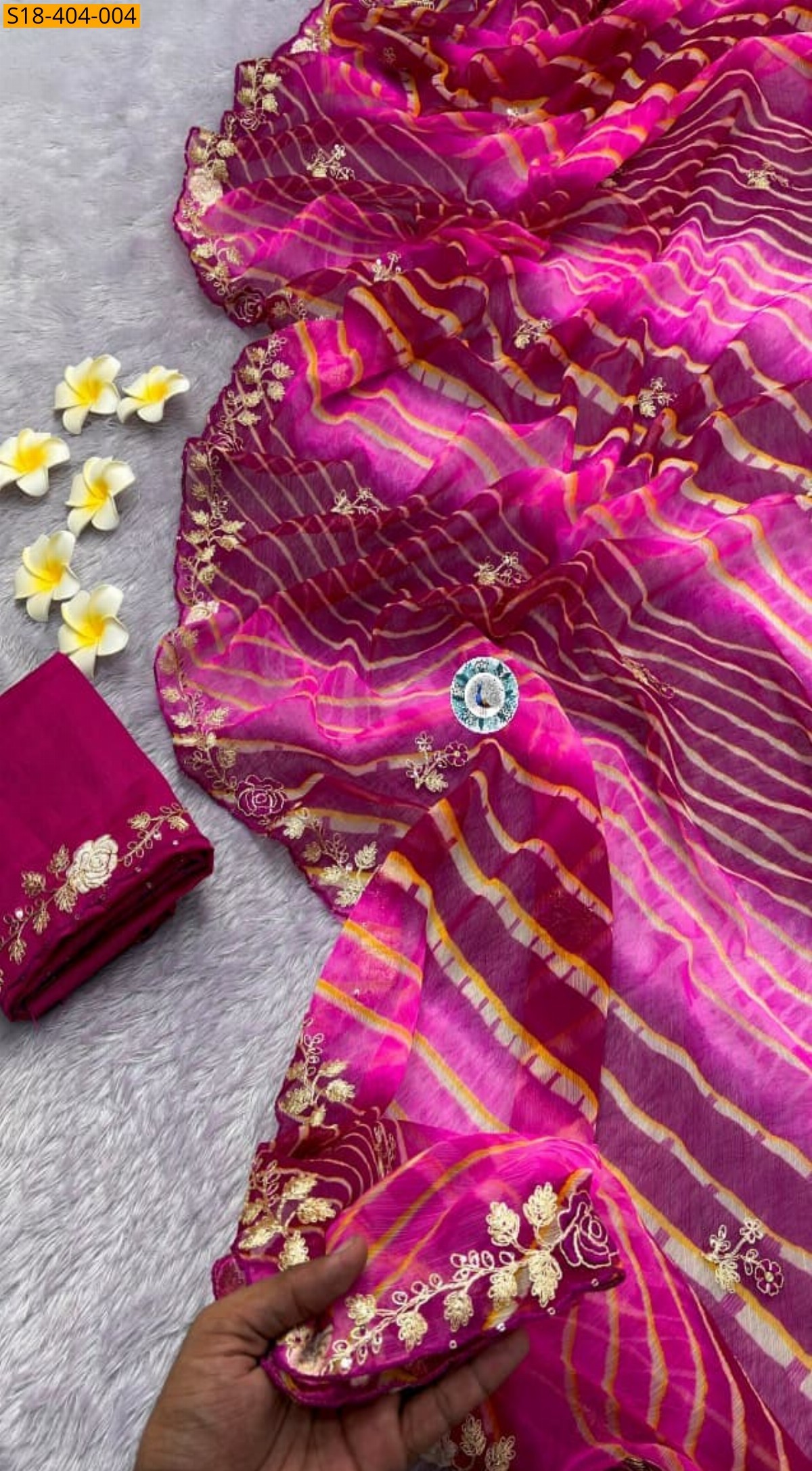 Pink Fancy Soft Chiffon Lehriya Saree