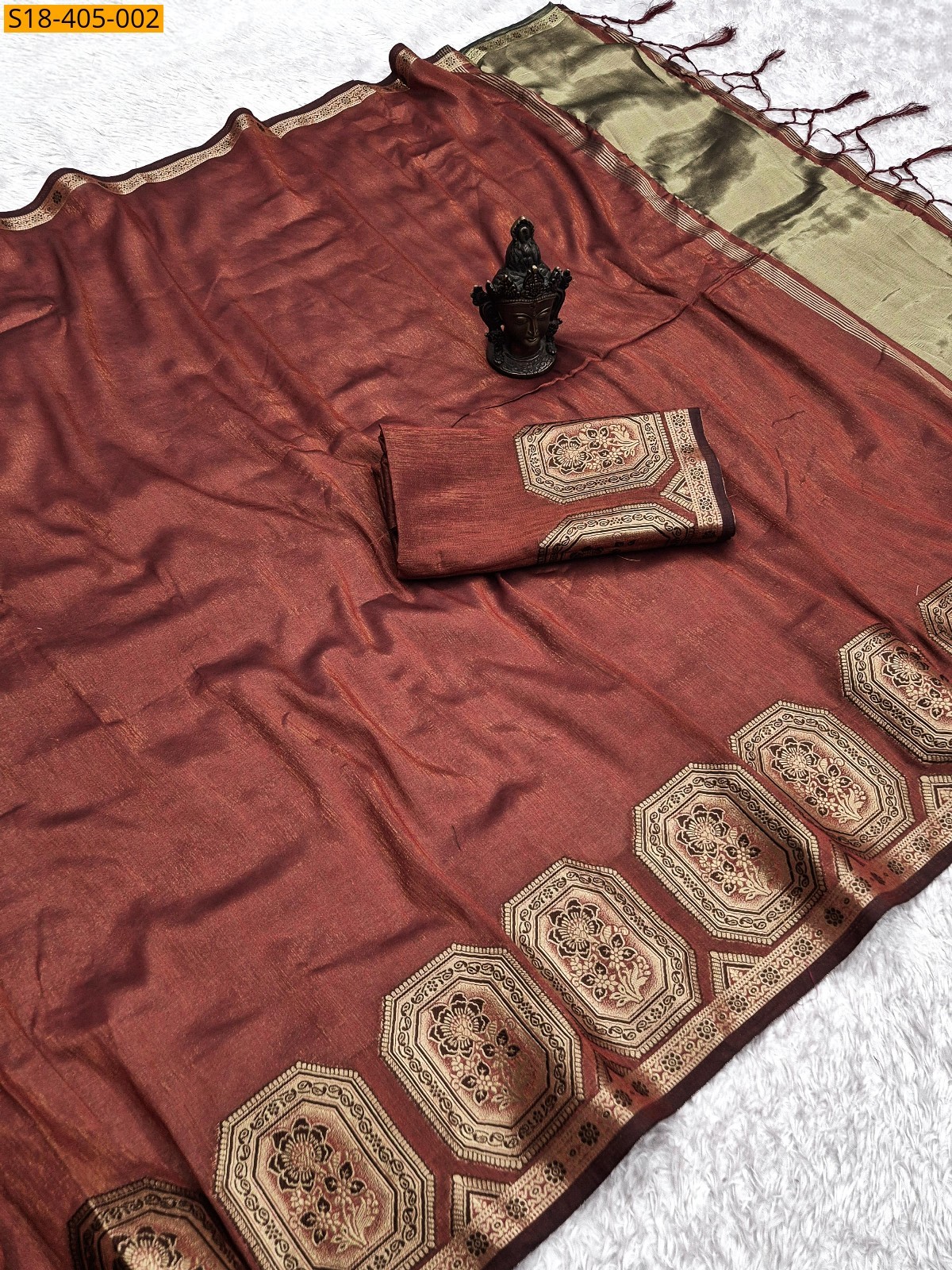 Brown Fancy Soft Banarasi Silk Saree