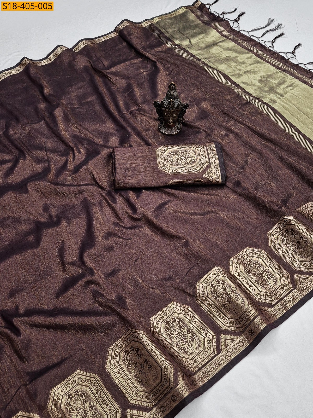 Coffee Brown Fancy Soft Banarasi Silk Saree