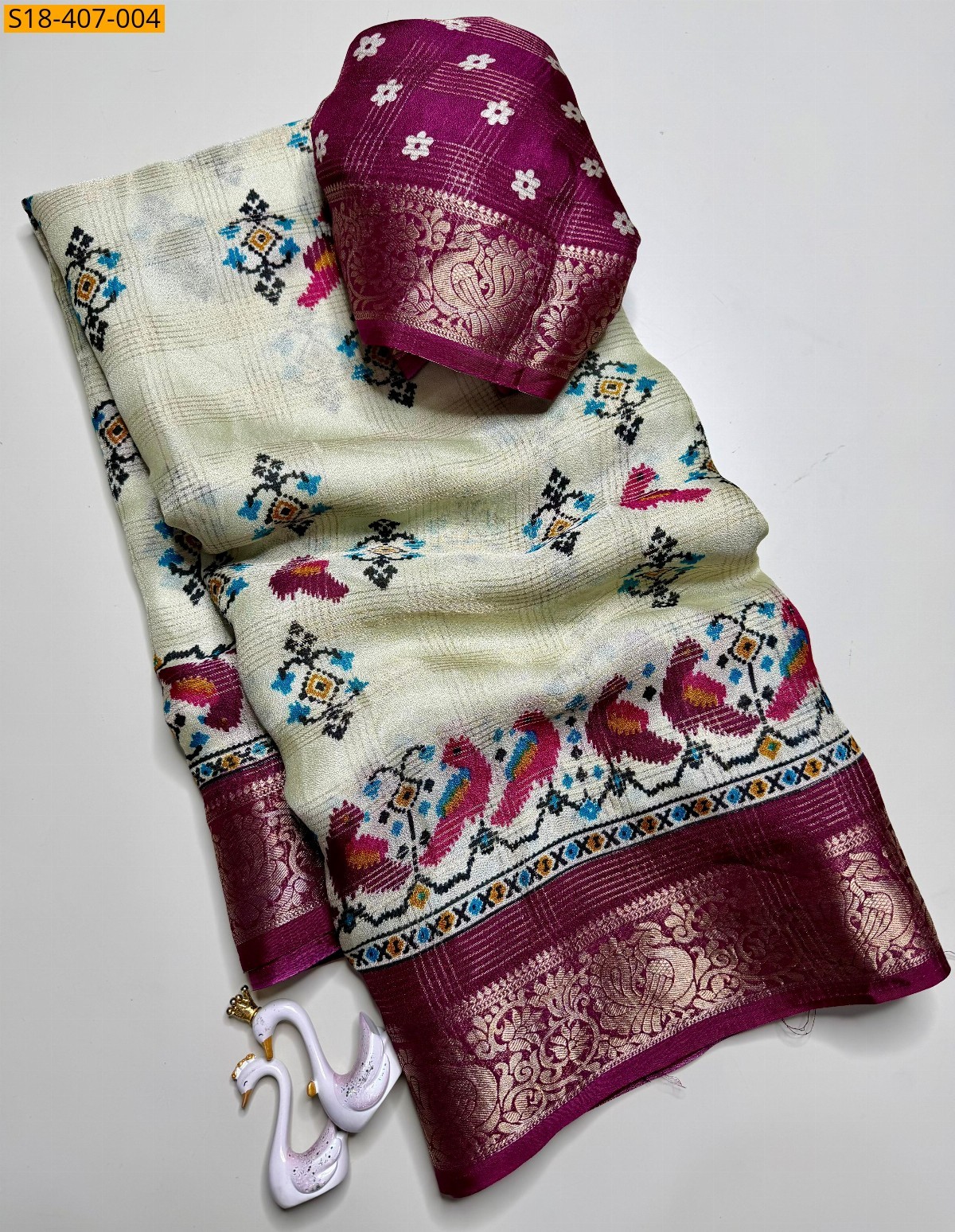 Cream Fancy Marshmellow Saree