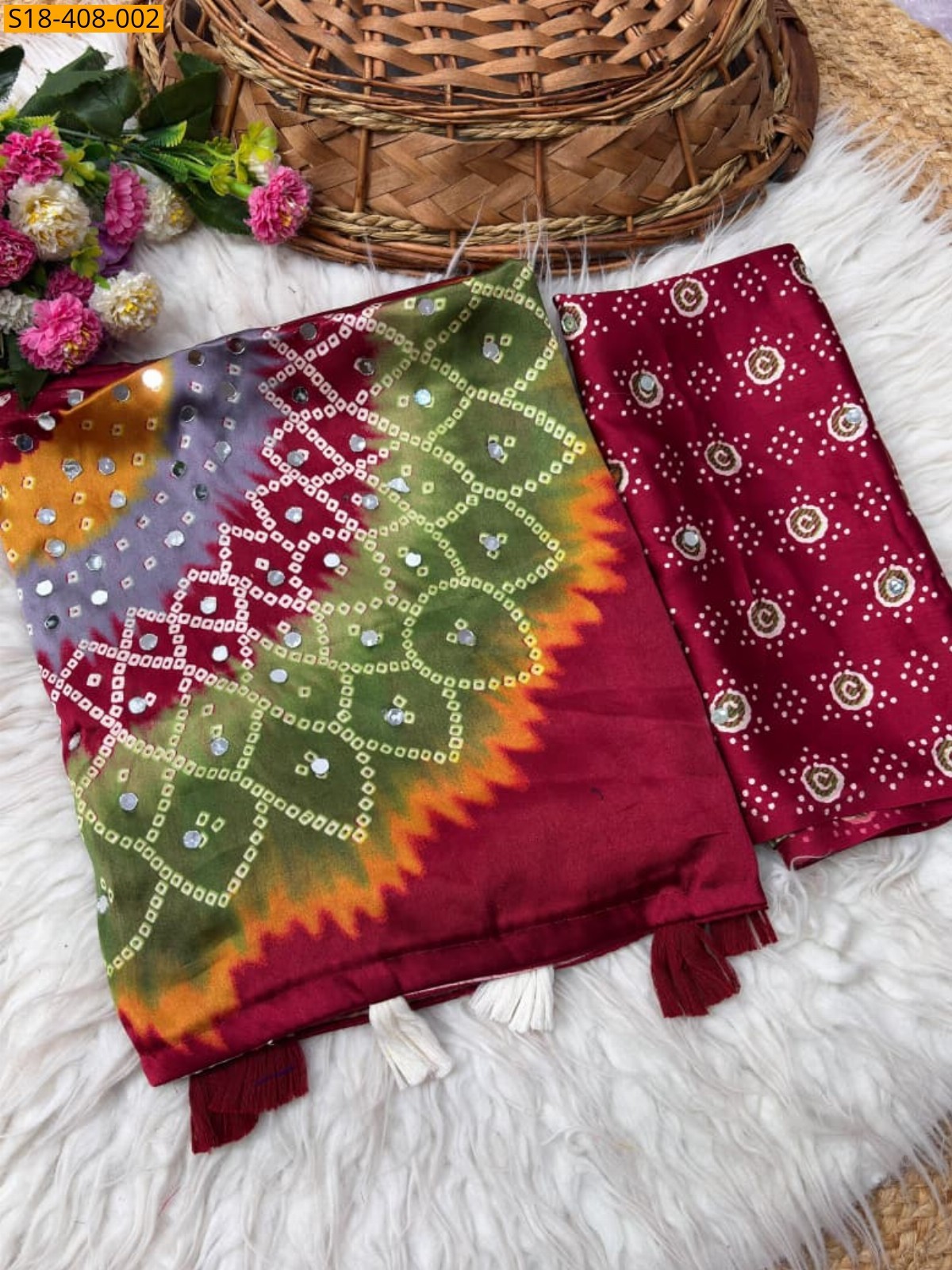Multi Color Fancy Japan Satin Saree