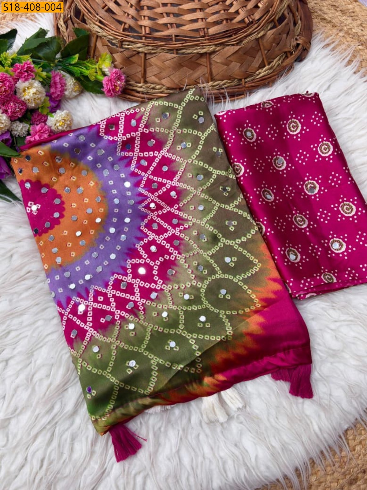 Multi Color Fancy Japan Satin Saree
