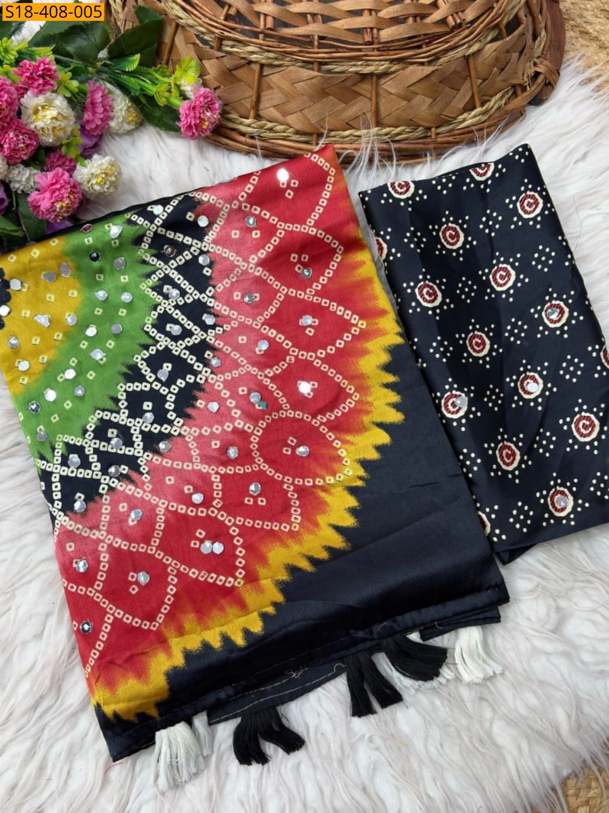 Multi Color Fancy Japan Satin Saree