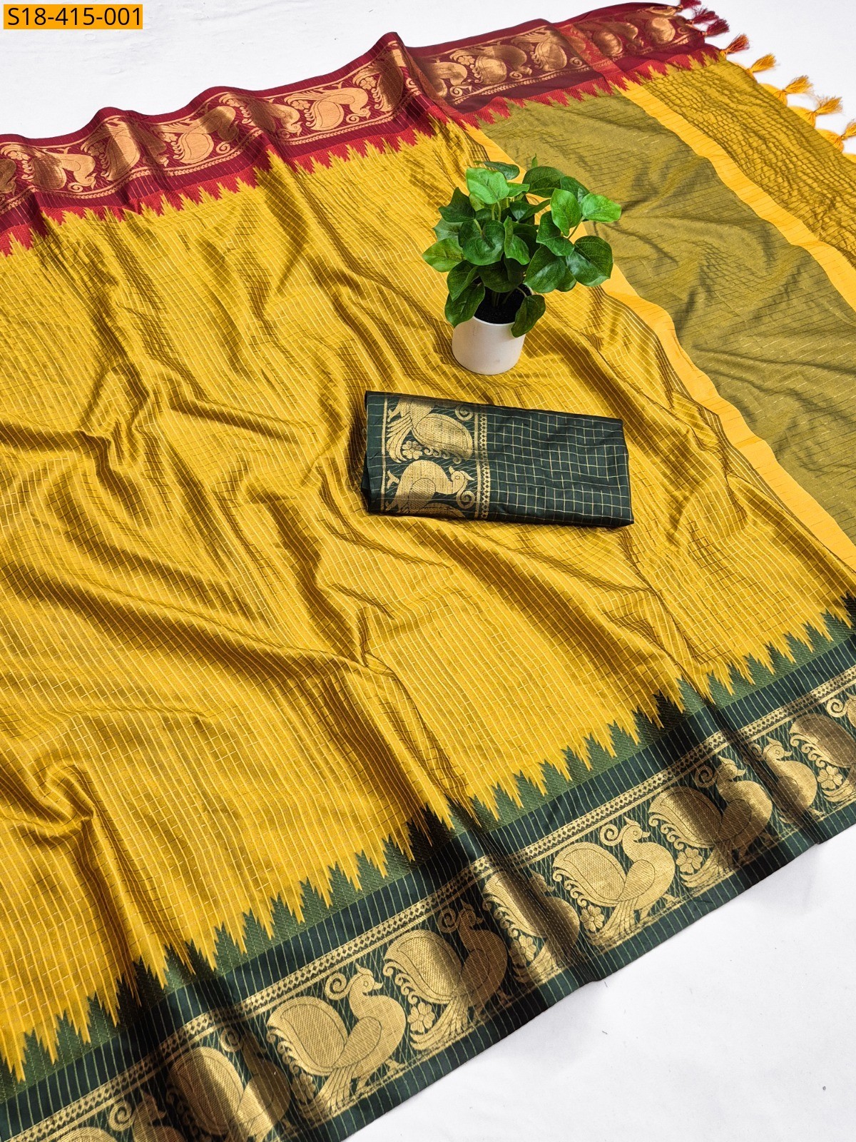 Mustard Fancy Banarasi Cotton Silk Saree