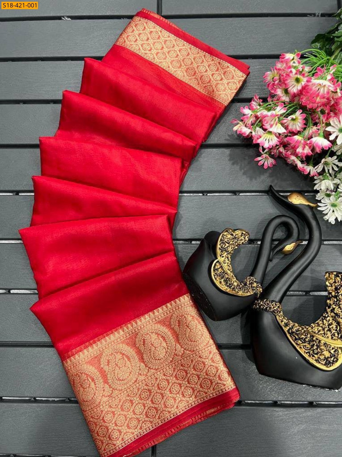 Red Organza sarees