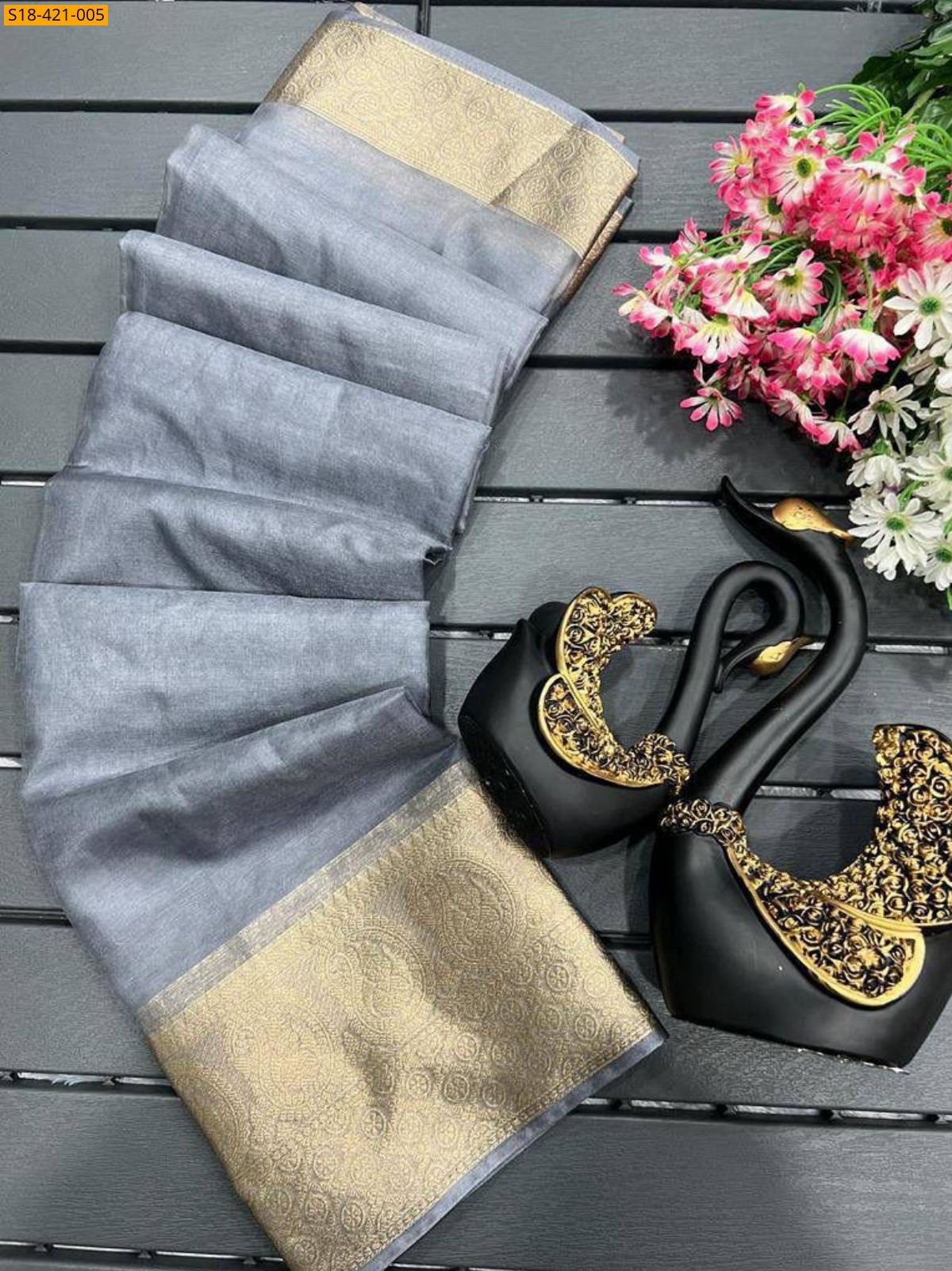 Gray Organza sarees