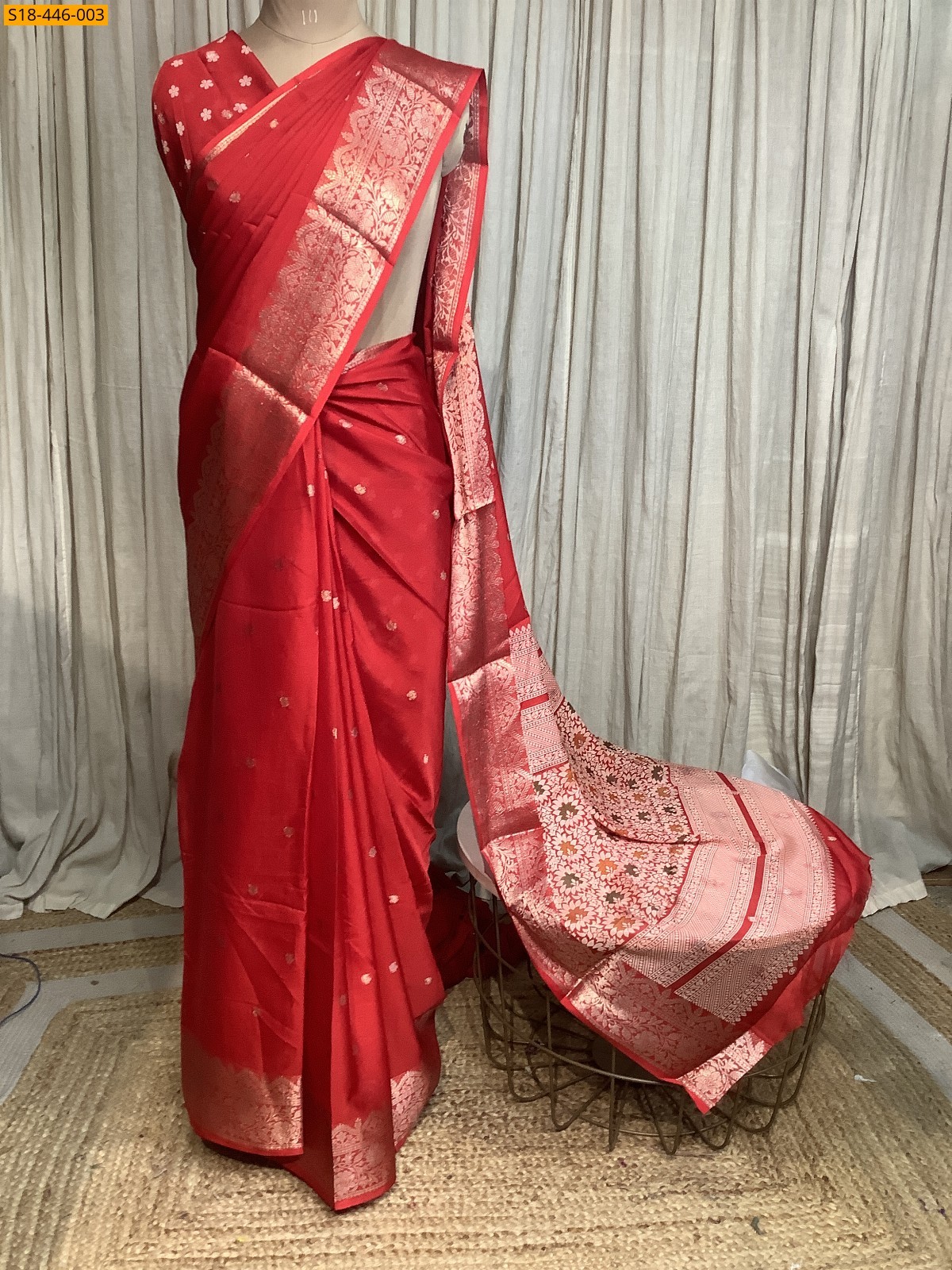 Red Fancy Crepe Silk saree