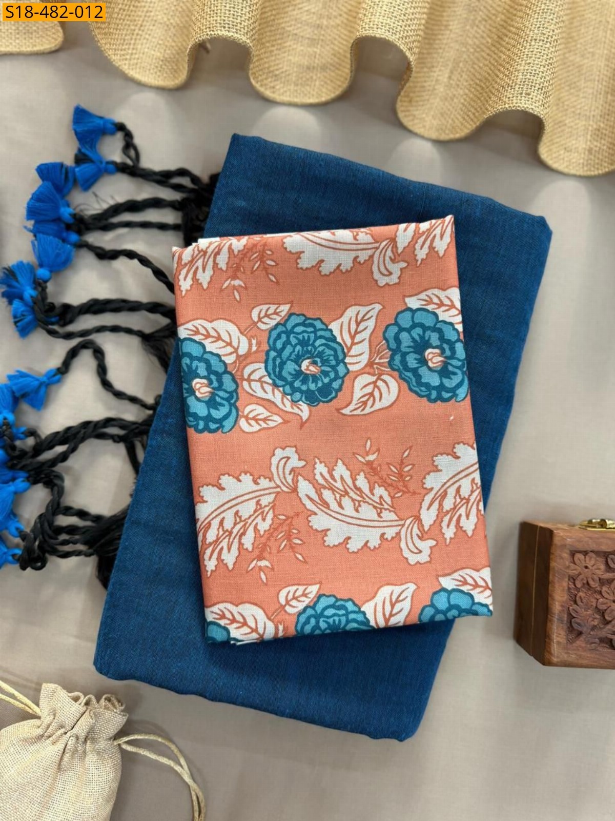 Morpitch Fancy Khadi cotton Saree