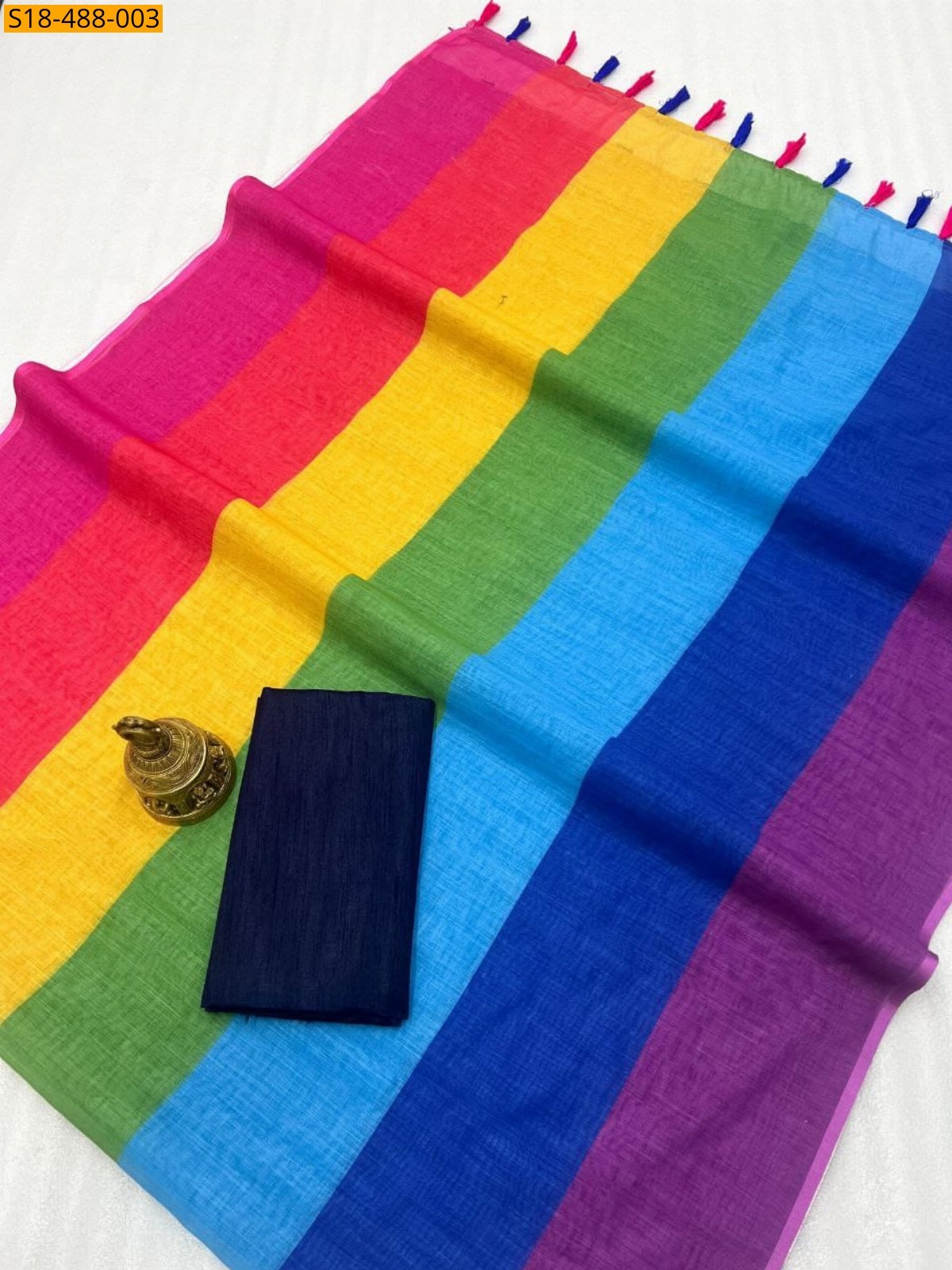 Multi colour Fancy Linen Sarees