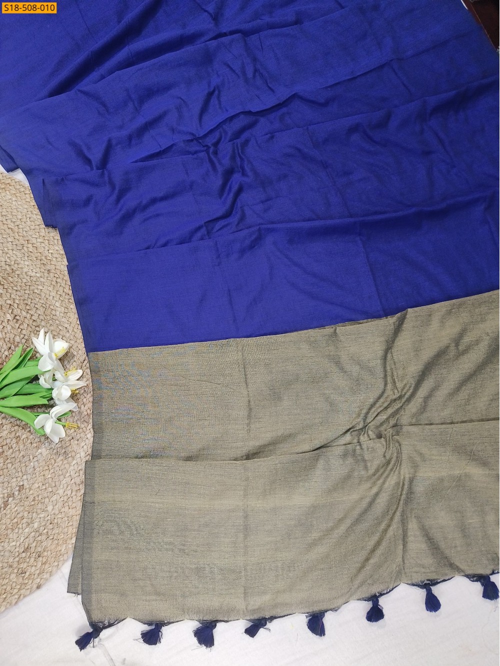 Navy Blue Fancy Khadi Cotton saree Navy Blue Fancy Khadi Cotton saree