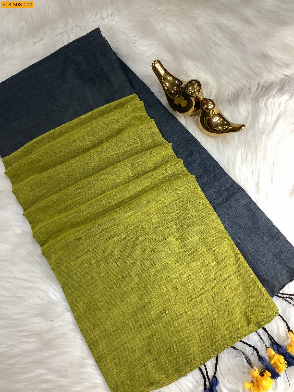 Grey Fancy Khadi Cotton saree