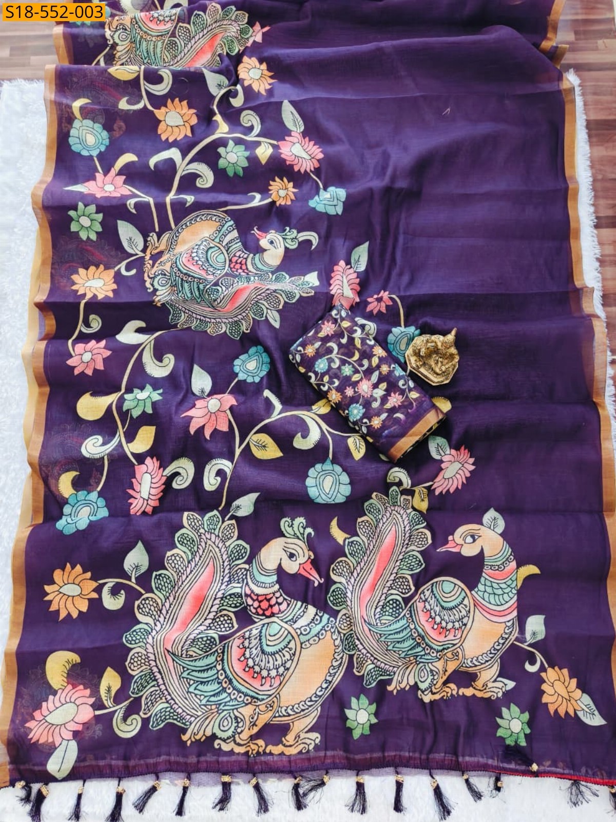 Violet Fancy Linen Blooming Saree