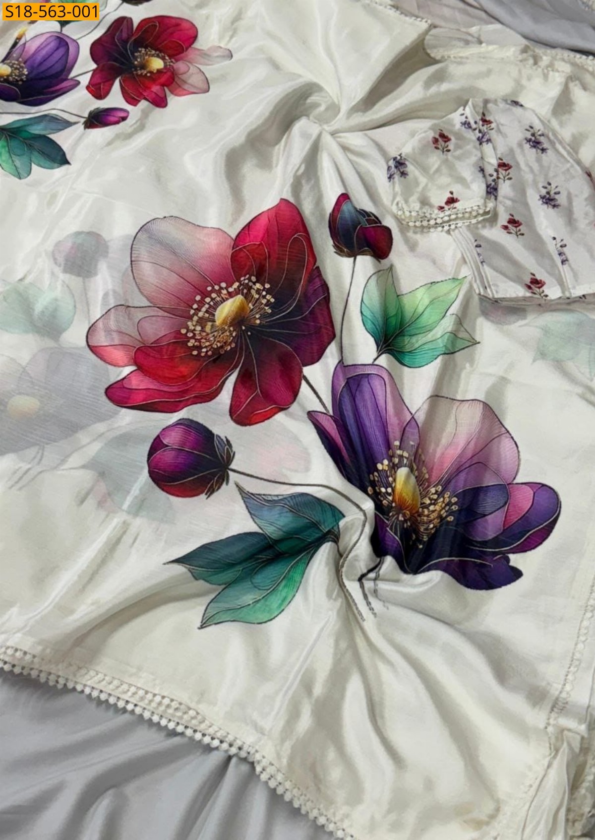 White Fancy Chinnon silk sarees