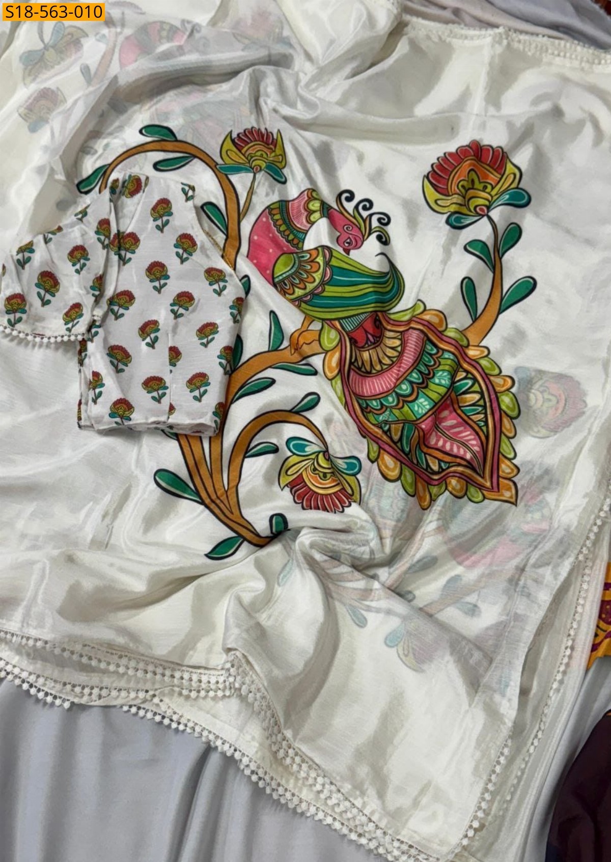 White Fancy Chinnon silk sarees