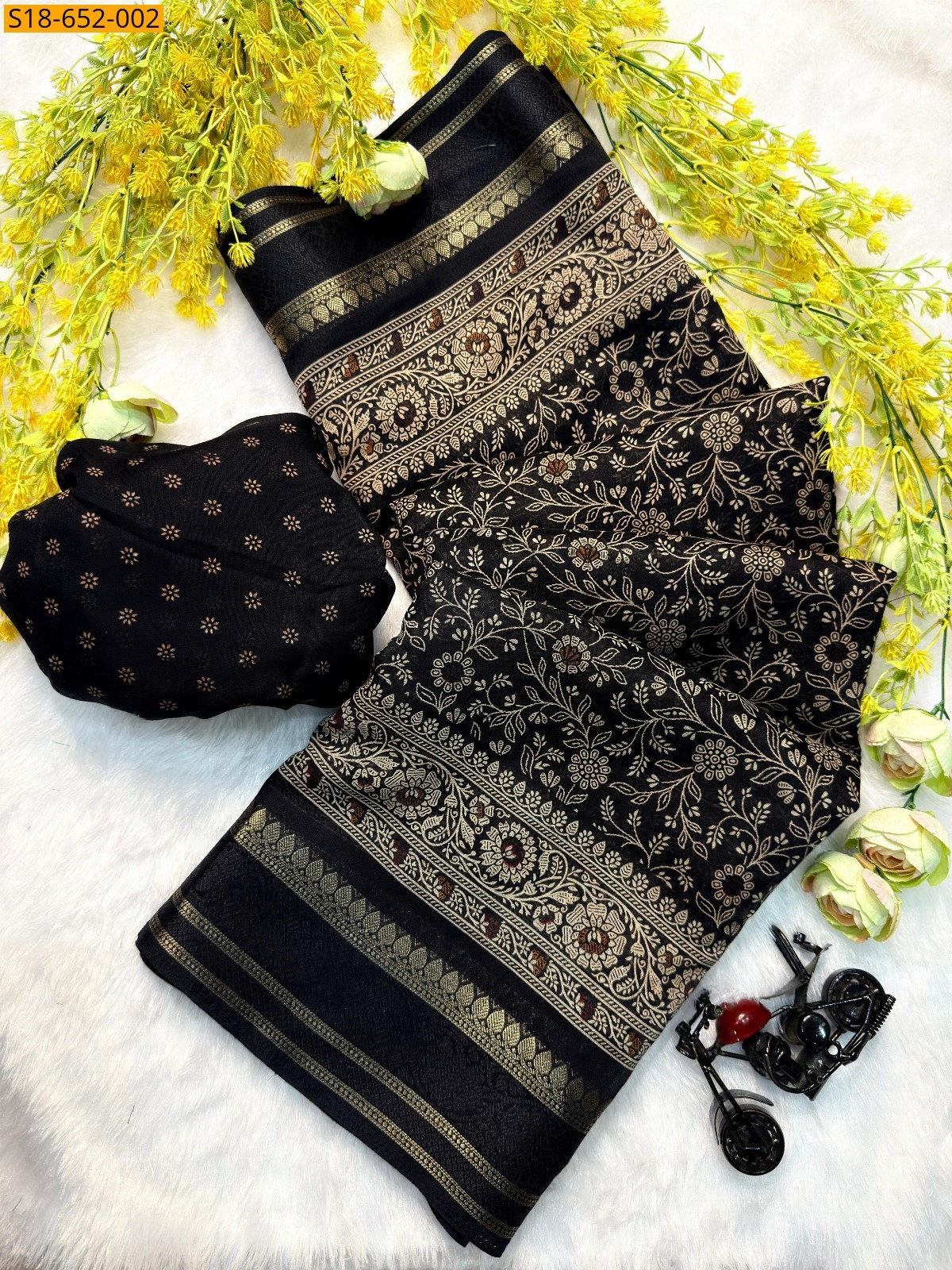 Black  Soft Cotton silk sarees