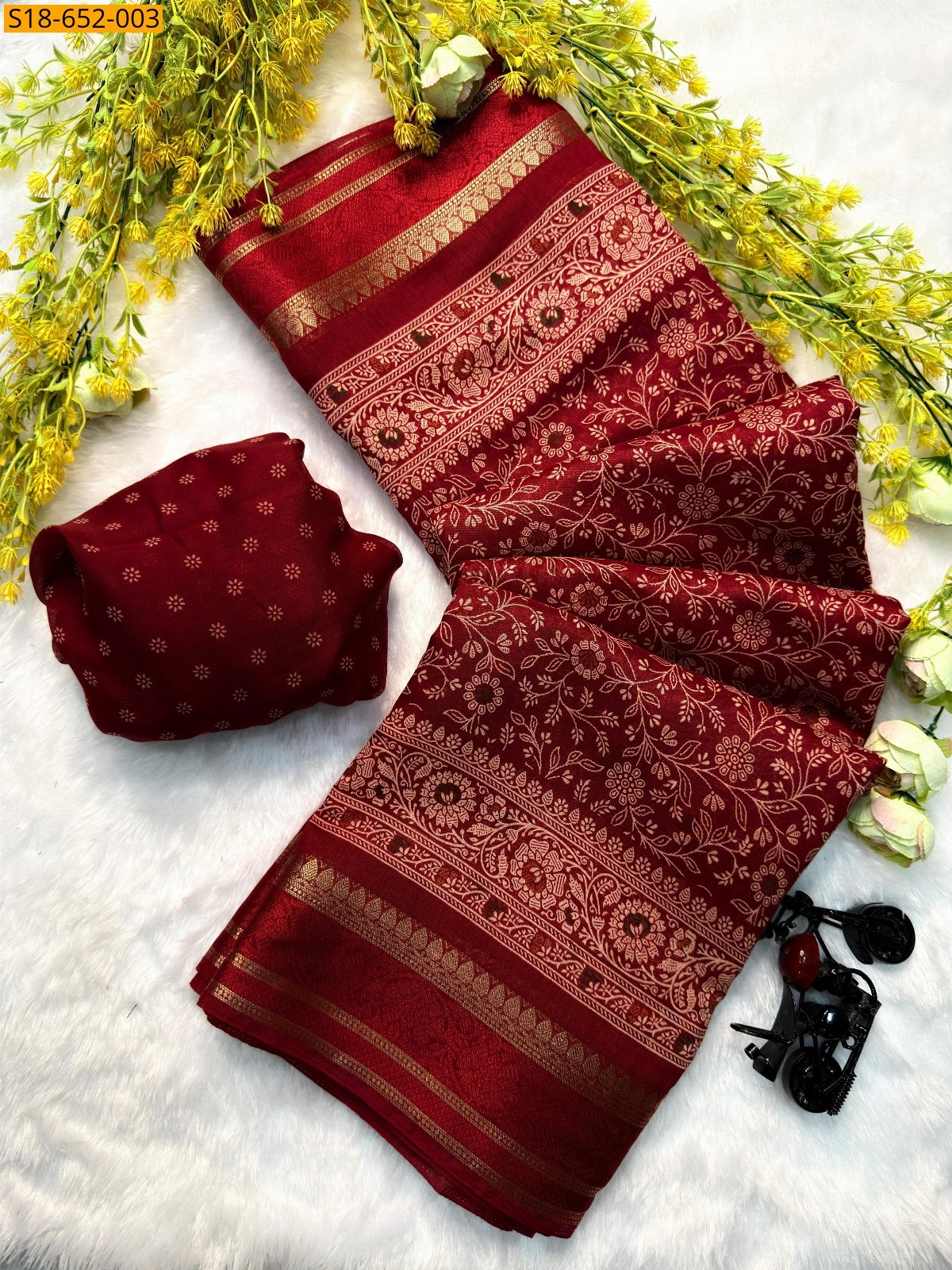 Maroon  Soft Cotton silk sarees