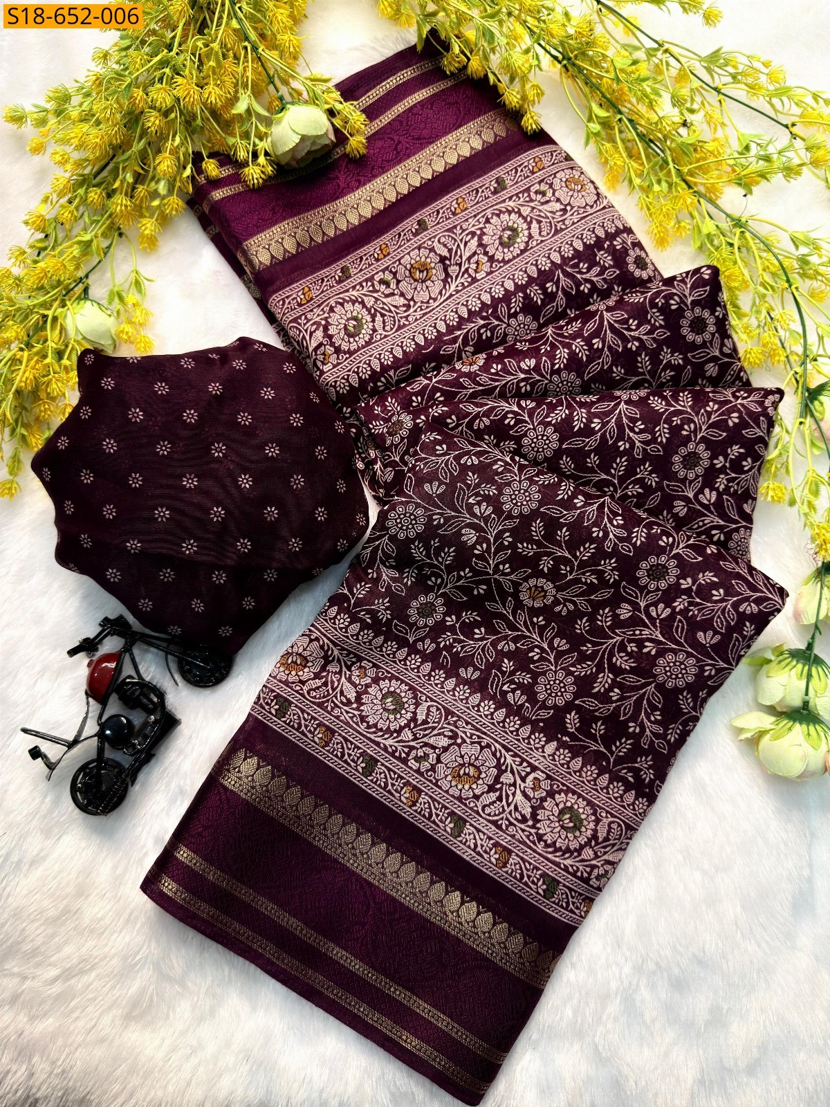 Maroon  Soft Cotton silk sarees