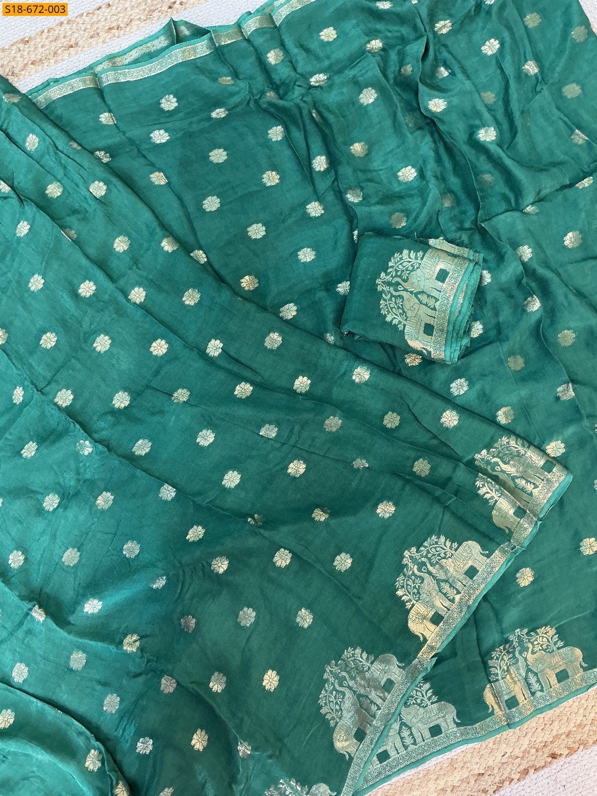 Dark green Fancy Muslin Silk Saree