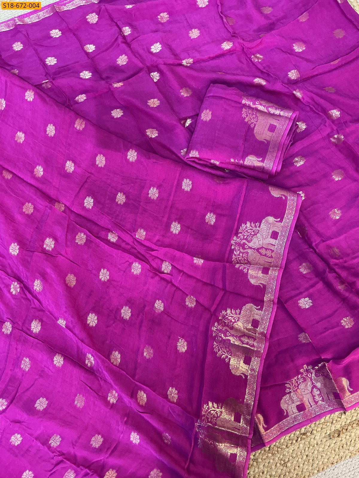 Lavendar Fancy Muslin Silk Saree