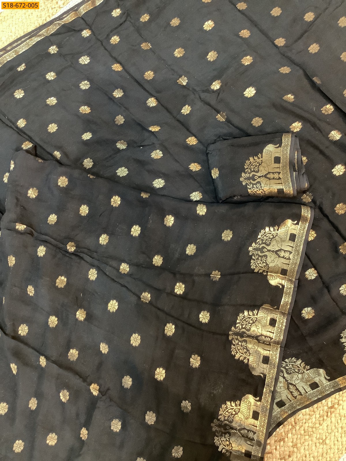 Black Fancy Muslin Silk Saree
