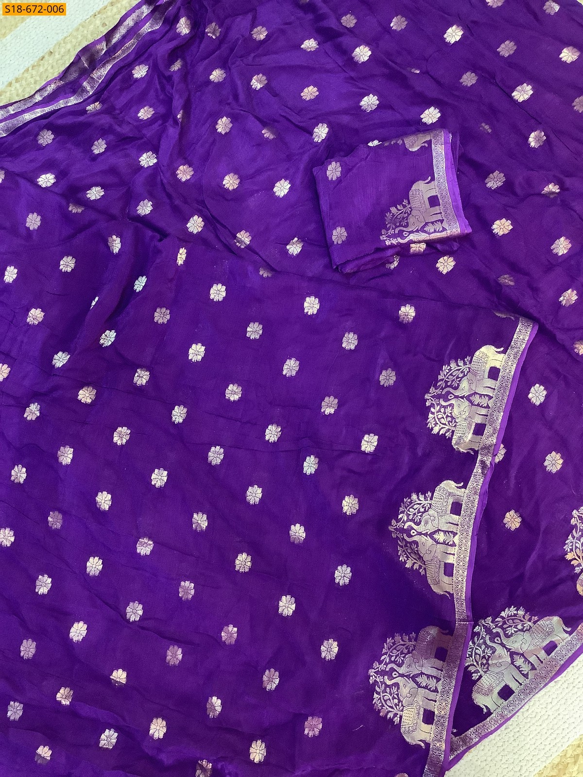 Purple Fancy Muslin Silk Saree