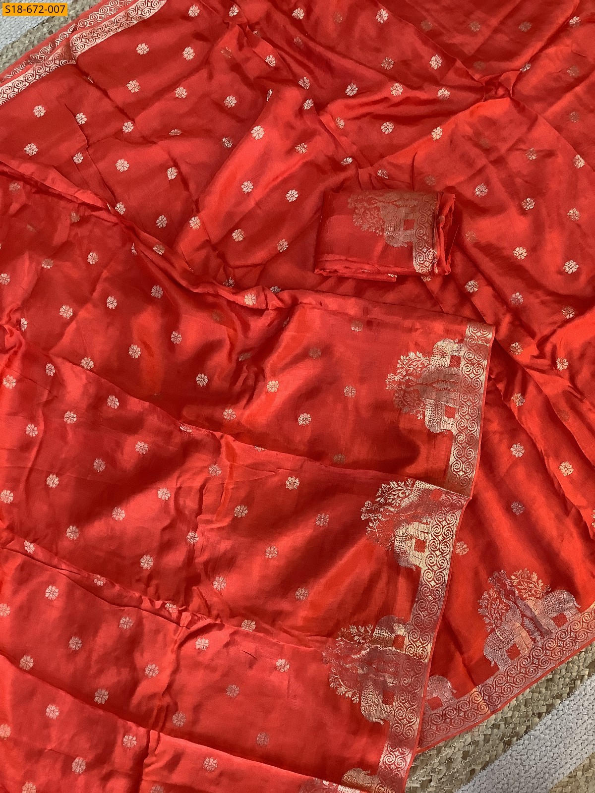 Orange Fancy Muslin Silk Saree