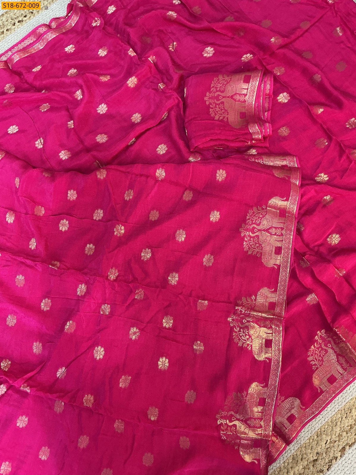 Rani Pink Fancy Muslin Silk Saree