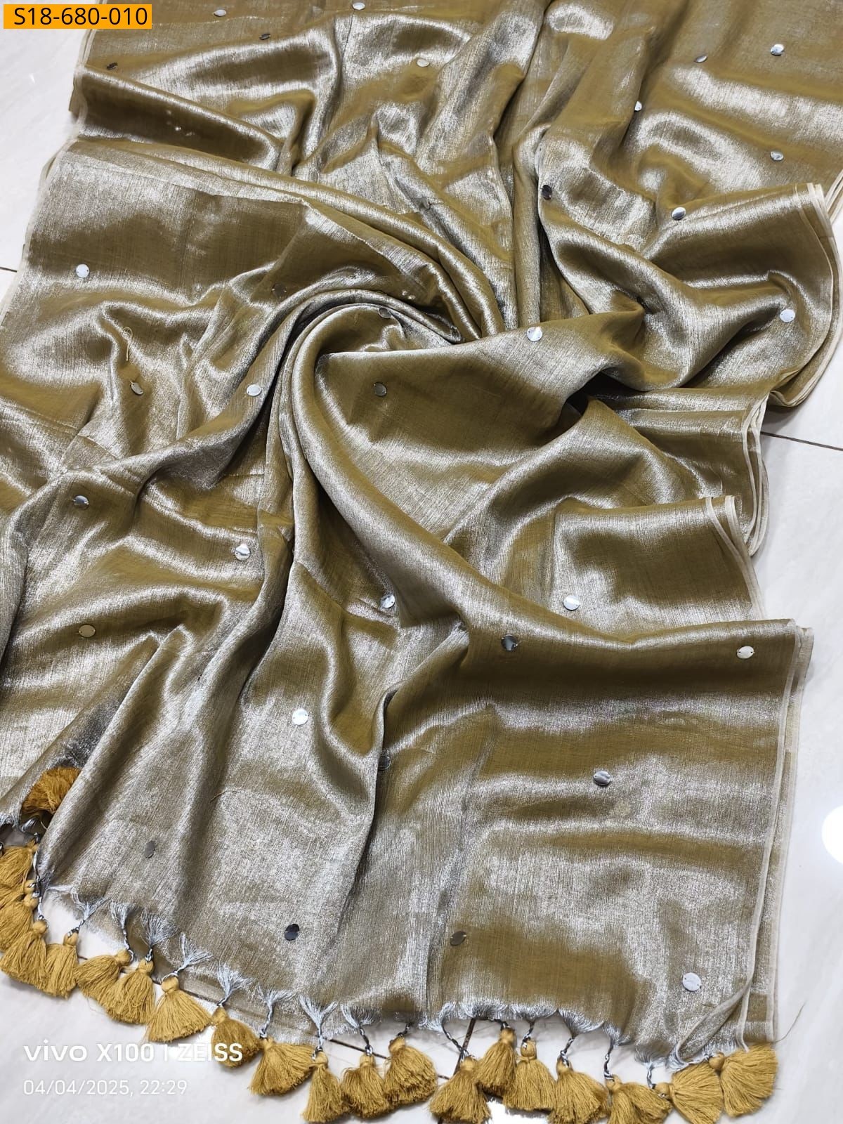 Green Fancy Linen Blooming Sarees