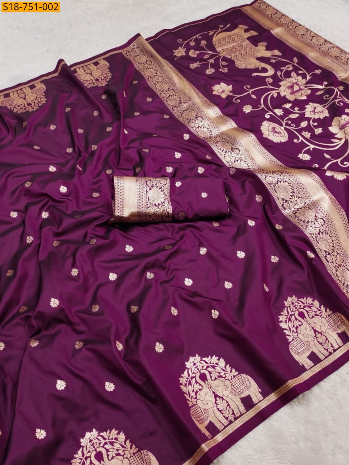 Wine Fancy Banarasi Silk Saree