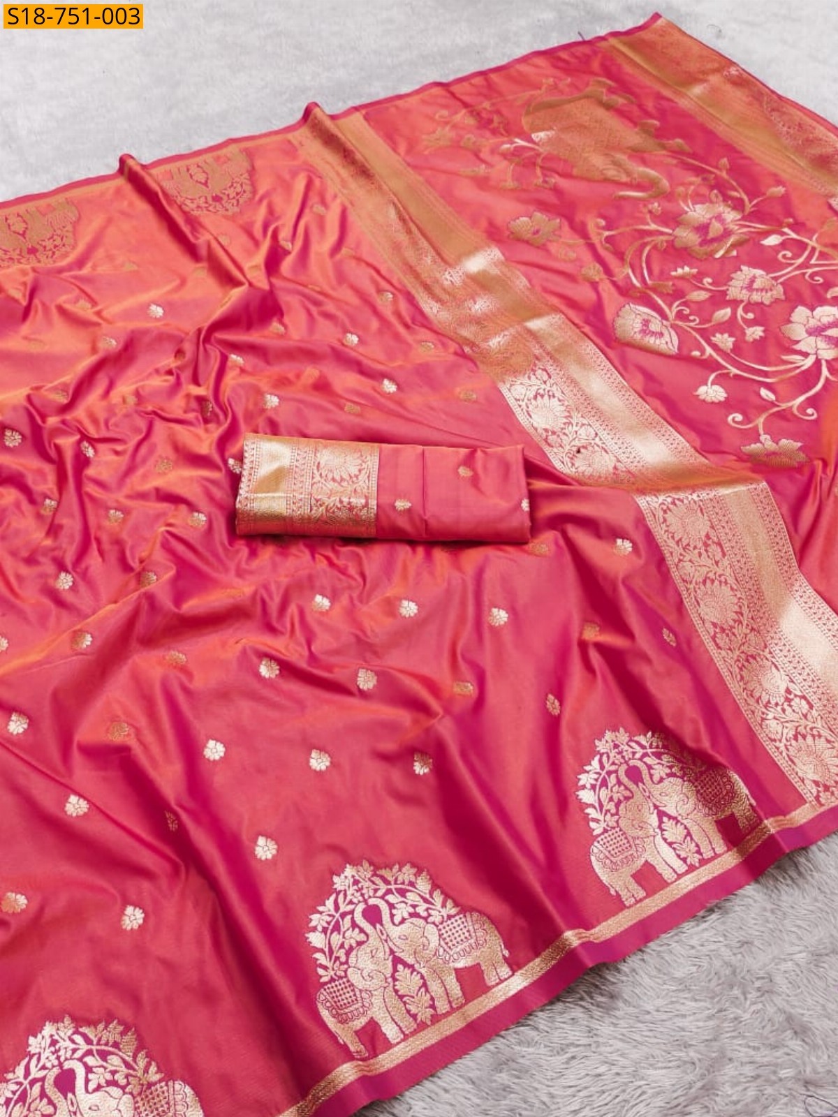 Peach Fancy Banarasi Silk Saree