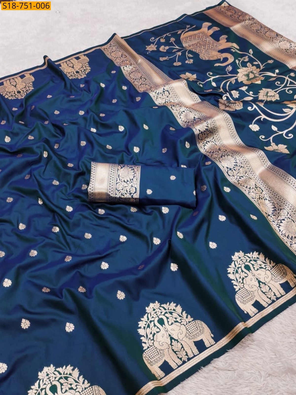 Morpitch Fancy Banarasi Silk Saree