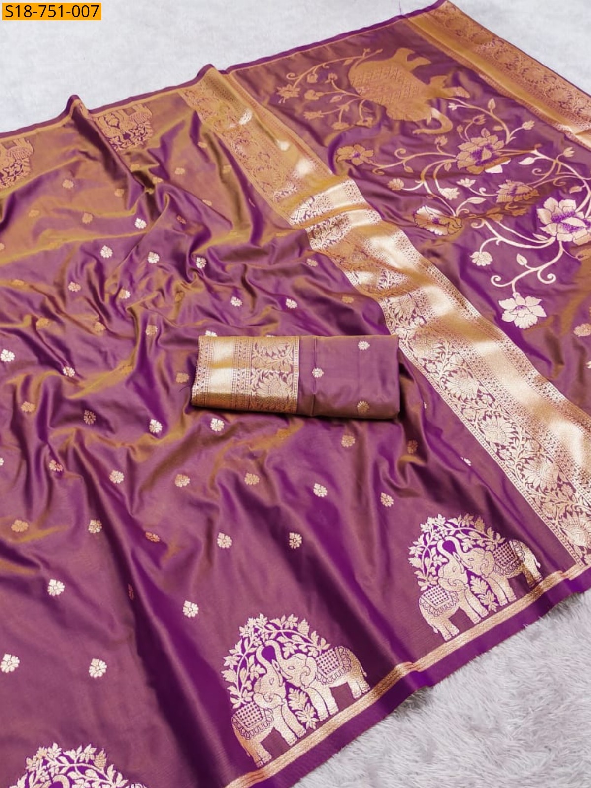 Onion Fancy Banarasi Silk Saree