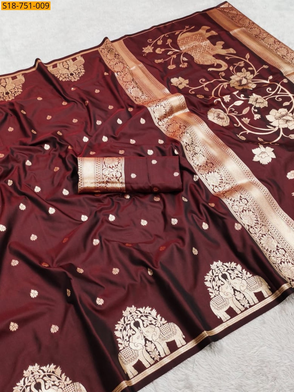 Brown Fancy Banarasi Silk Saree