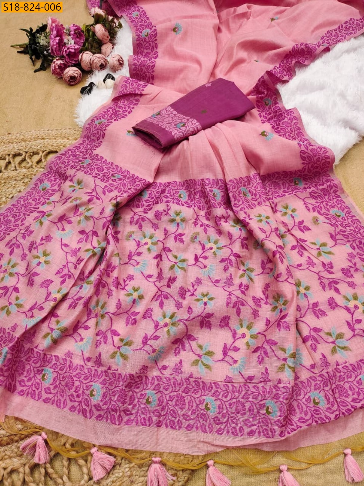Rose Fancy Soft Chanderi Cotton Saree