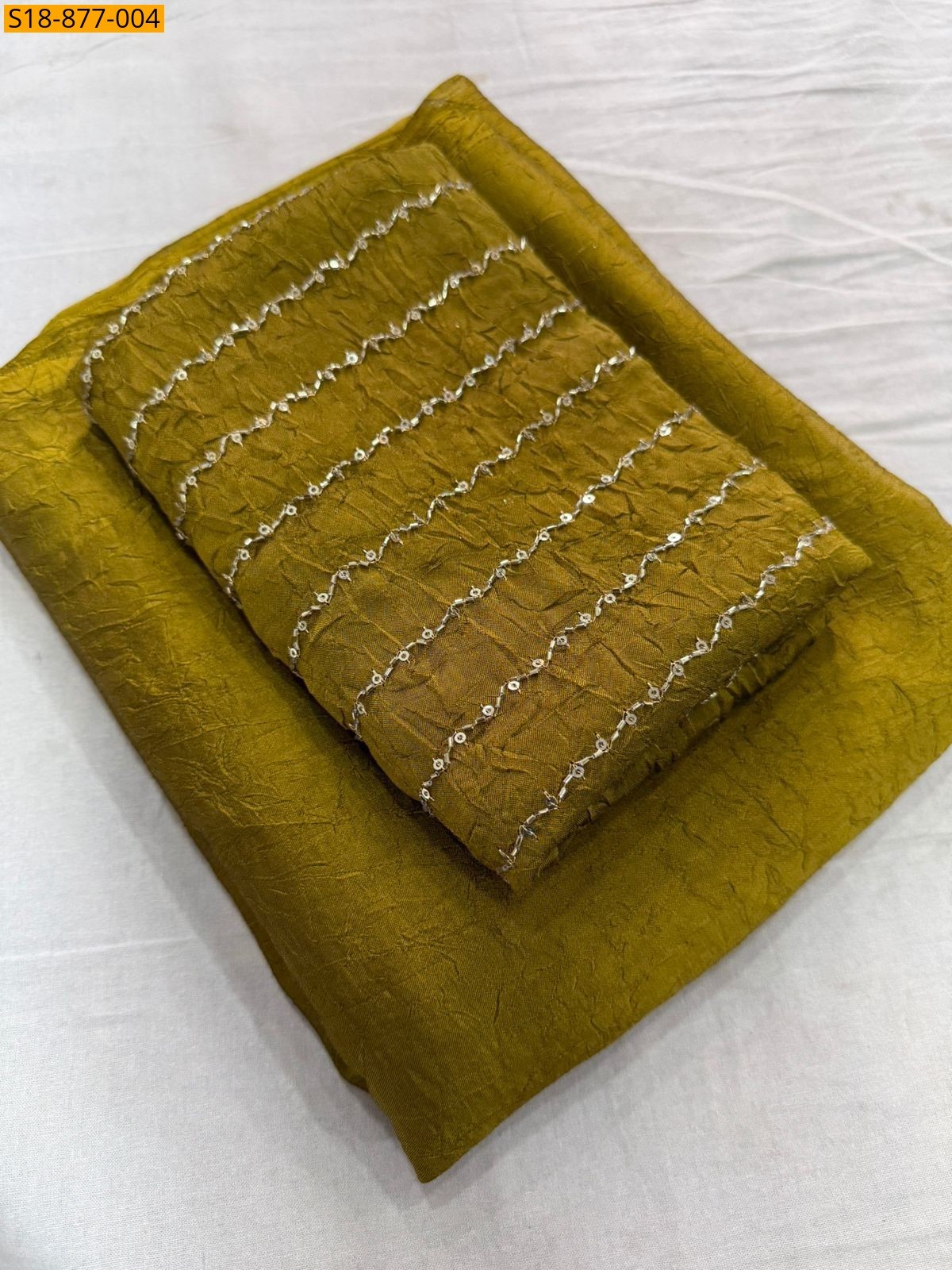 Mustard Fancy Rangoli Crush Saree