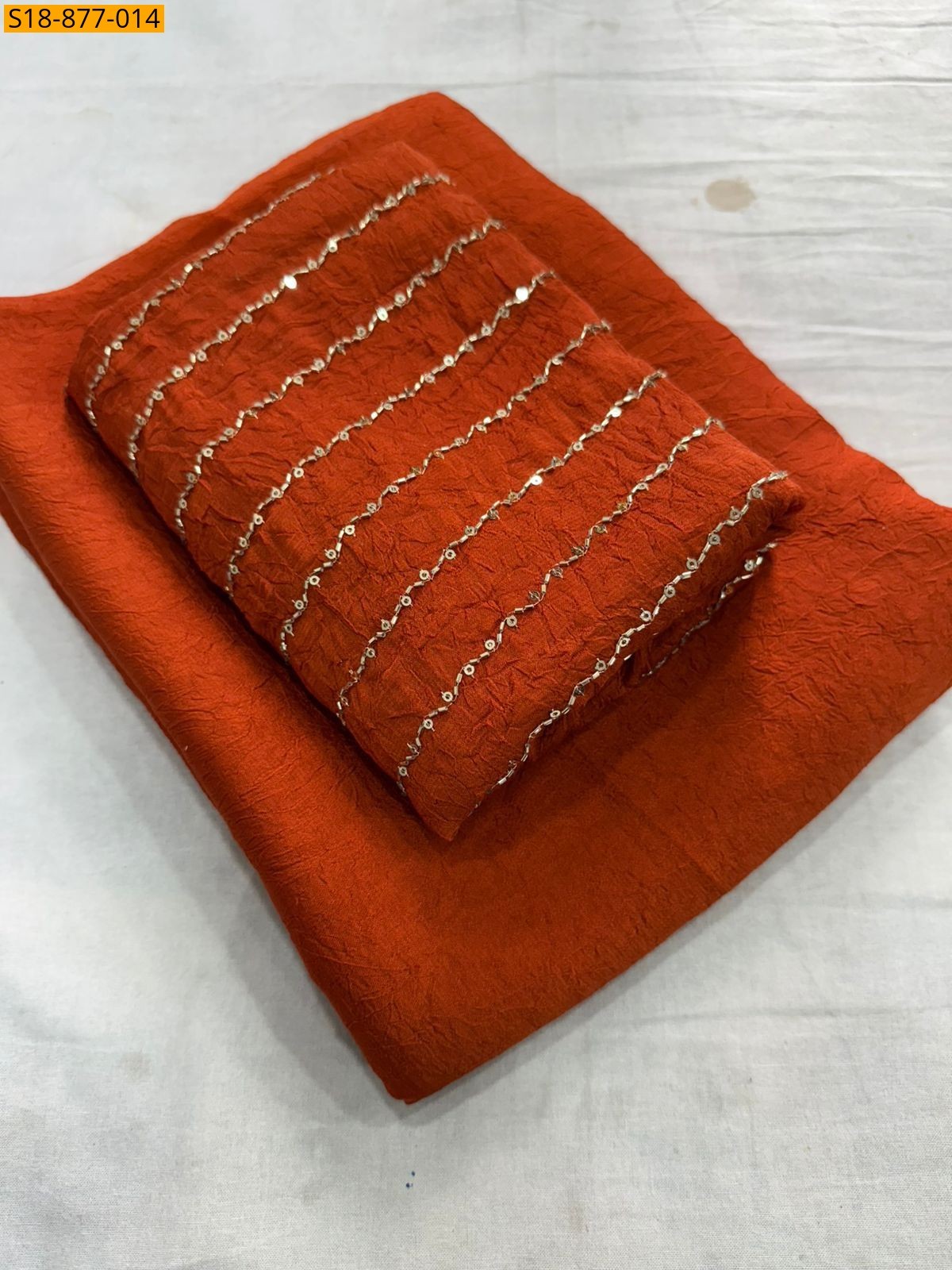 Orange Fancy Rangoli Crush Saree