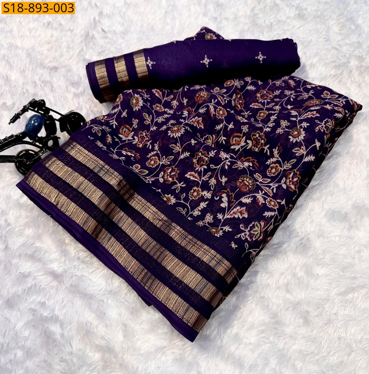 Purple Fancy georgette saree