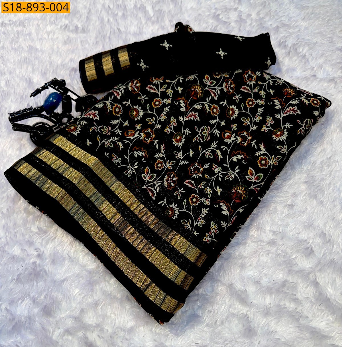 Black Fancy georgette saree