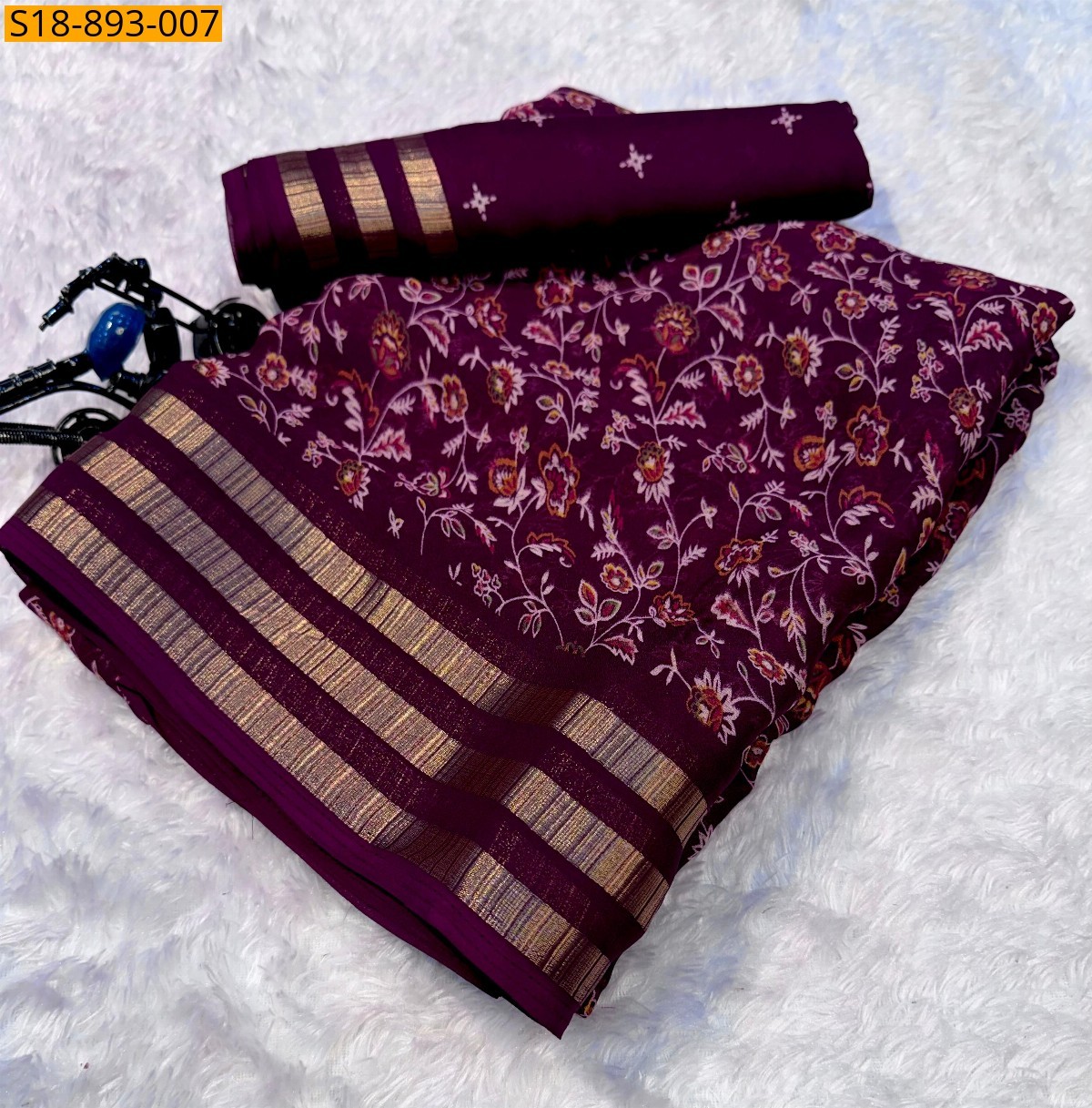 Wine Fancy georgette saree