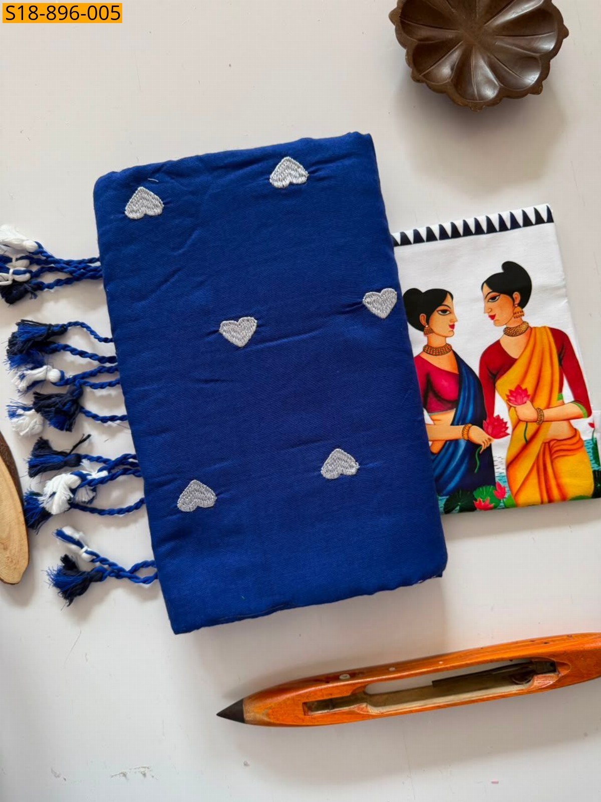 Blue Fancy Khadi cotton saree