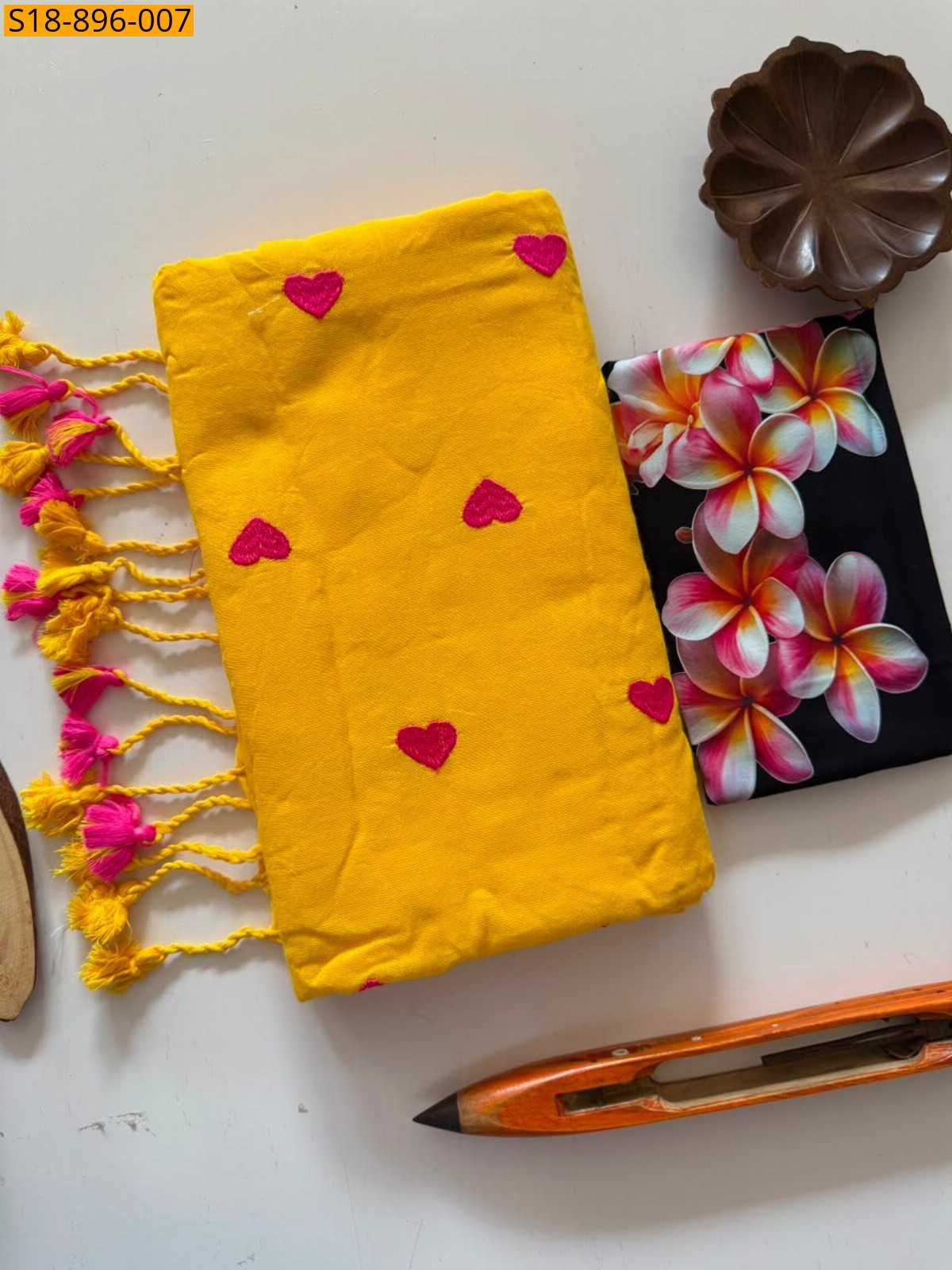 Yellow Fancy Khadi cotton saree