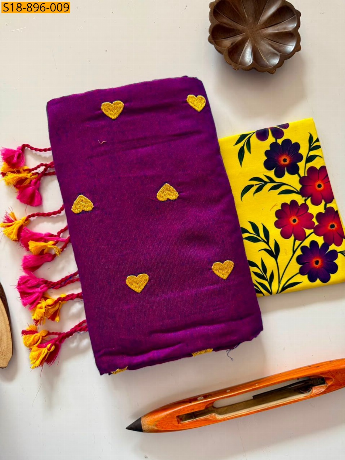 Dark Purple Fancy Khadi cotton saree