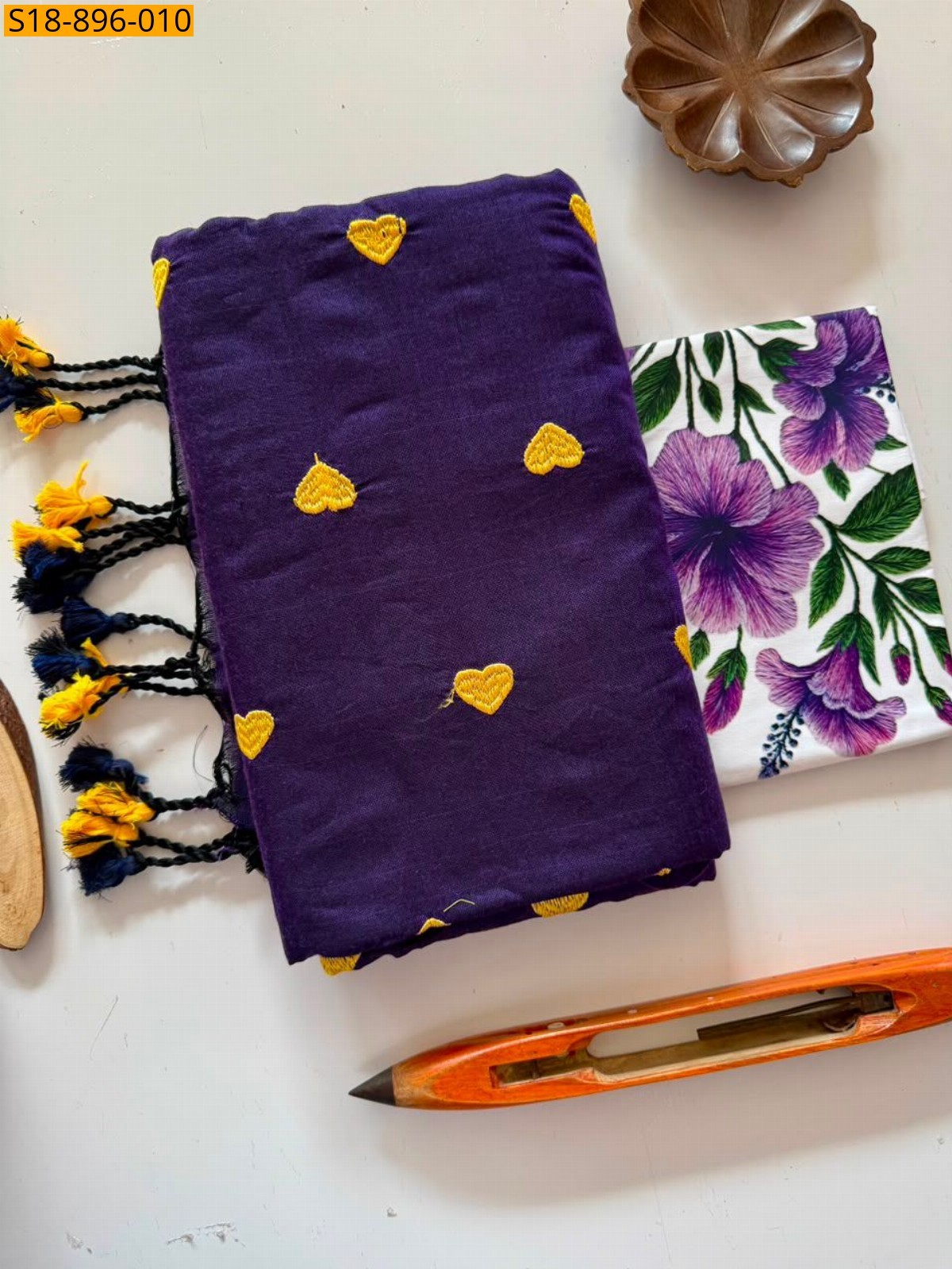 Violet Fancy Khadi cotton saree
