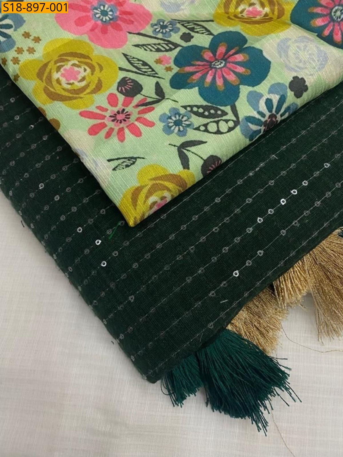 Morpitch Fancy Linen saree