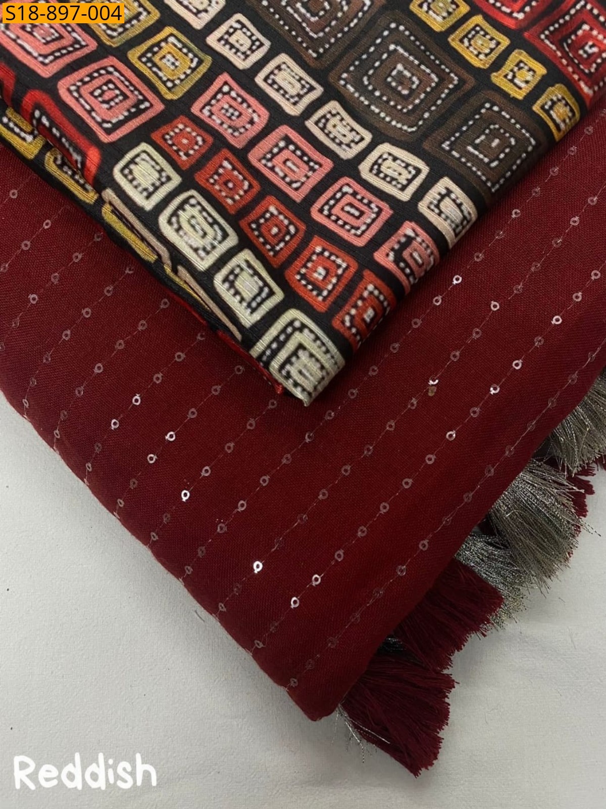 Red Fancy Linen saree